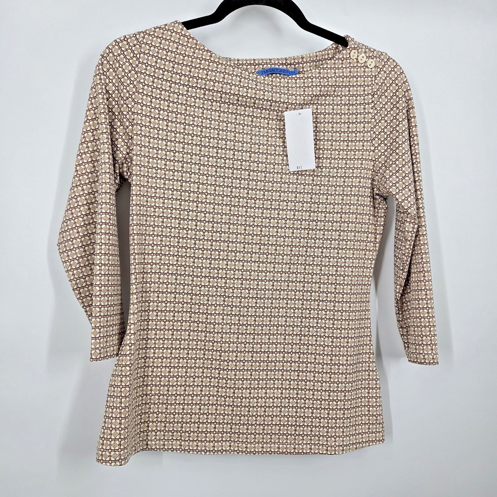 NEW J.Mclaughlin Wavesong Top Women's Brown S Catalina Cloth Preppy